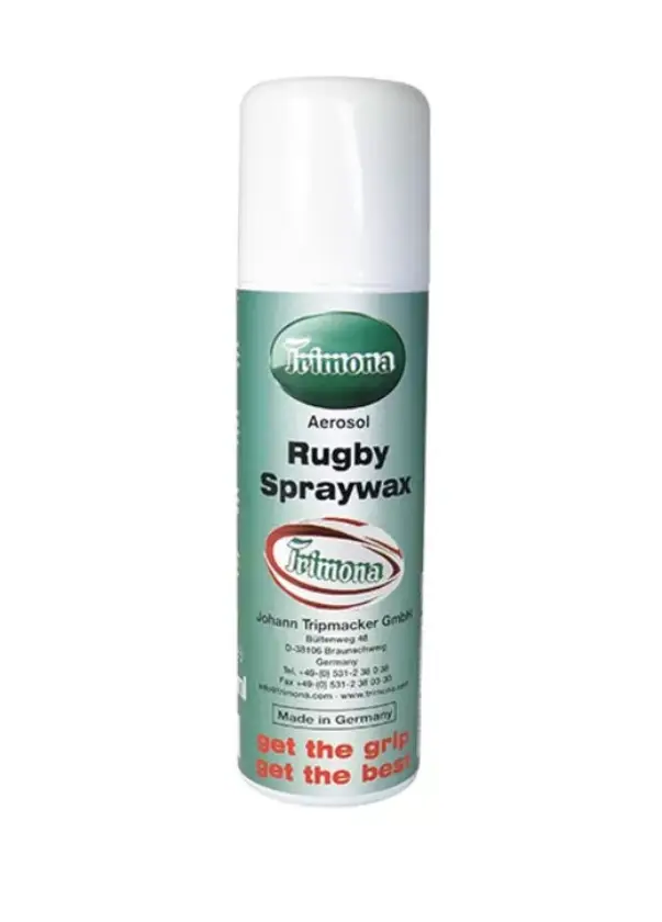 Spray Grip Rugby TRIMONA Wax 200 ml améliorant l'adhérence des mains sur un ballon de rugby.