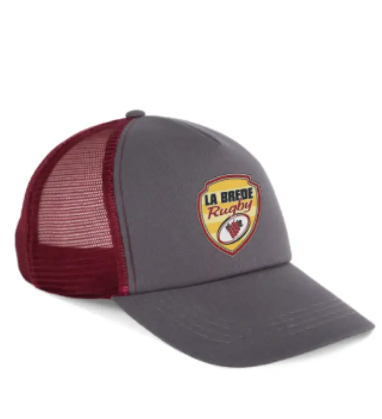 Casquette La Brède Rugby trucker grise et bordeaux avec logo du club floqué