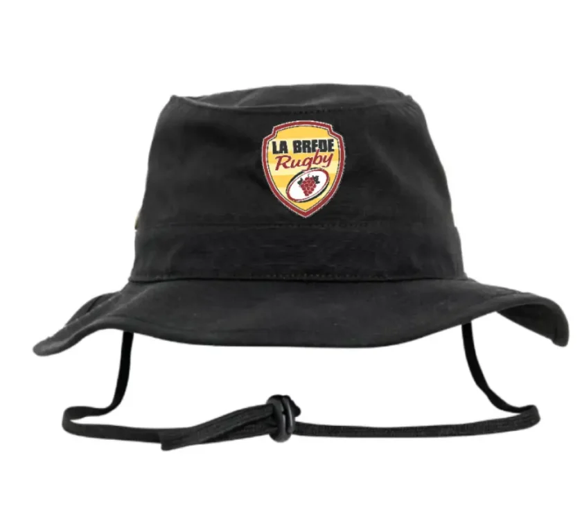 Bob australien supporter La Brède noir avec logo du club floqué et jugulaire
