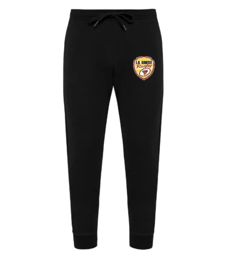 Pantalon molleton La Brède Rugby noir écoresponsable avec logo du club floqué sur la jambe gauche
