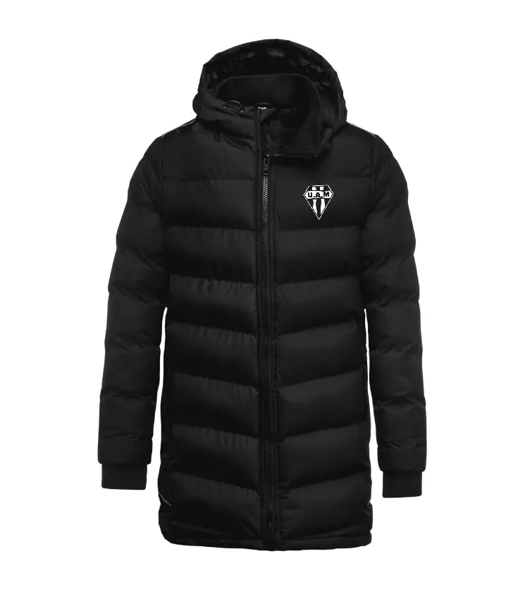 Parka entraineur rugby Mimizan noire avec capuche.