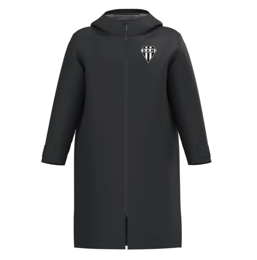 Parka rugby imperméable doublée sherpa Mimizan noire avec logo du club brodé côté cœur